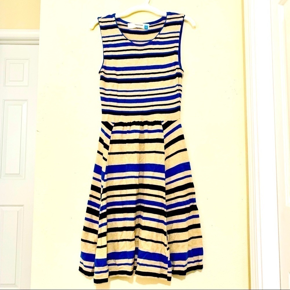 ANTHROPOLOGIE SPARROW wool blend knit striped skater dress women’s size XSP